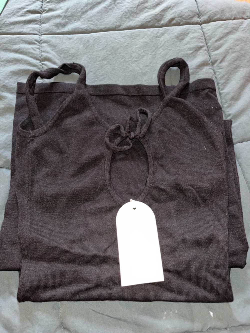Meshki Black Nola Knit Midi Dress with Front Keyhole Tie